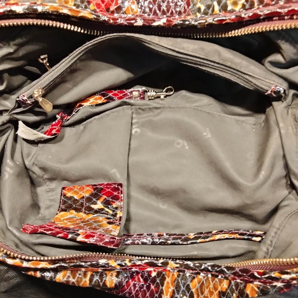 Folio Leather Python Print Hanbag - image 6